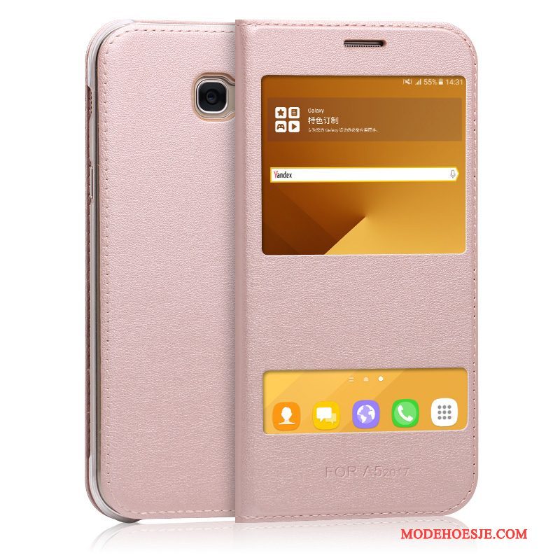 Hoesje Samsung Galaxy A5 2017 Folio Roze Anti-fall, Hoes Samsung Galaxy A5 2017 Leer Telefoon