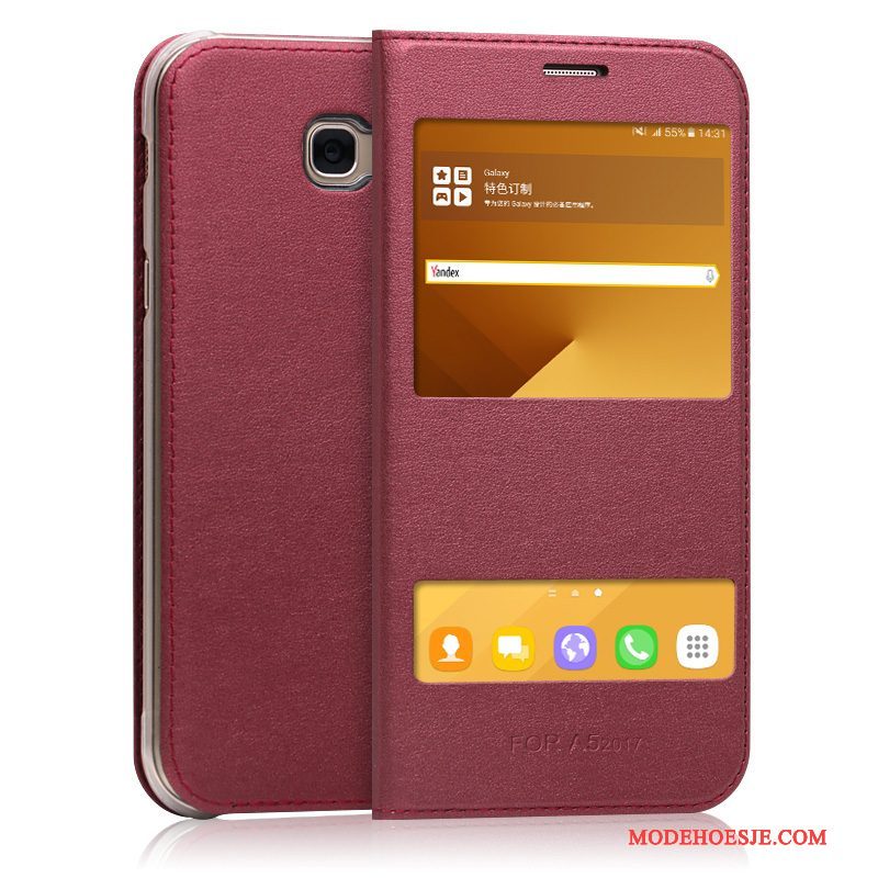 Hoesje Samsung Galaxy A5 2017 Folio Roze Anti-fall, Hoes Samsung Galaxy A5 2017 Leer Telefoon