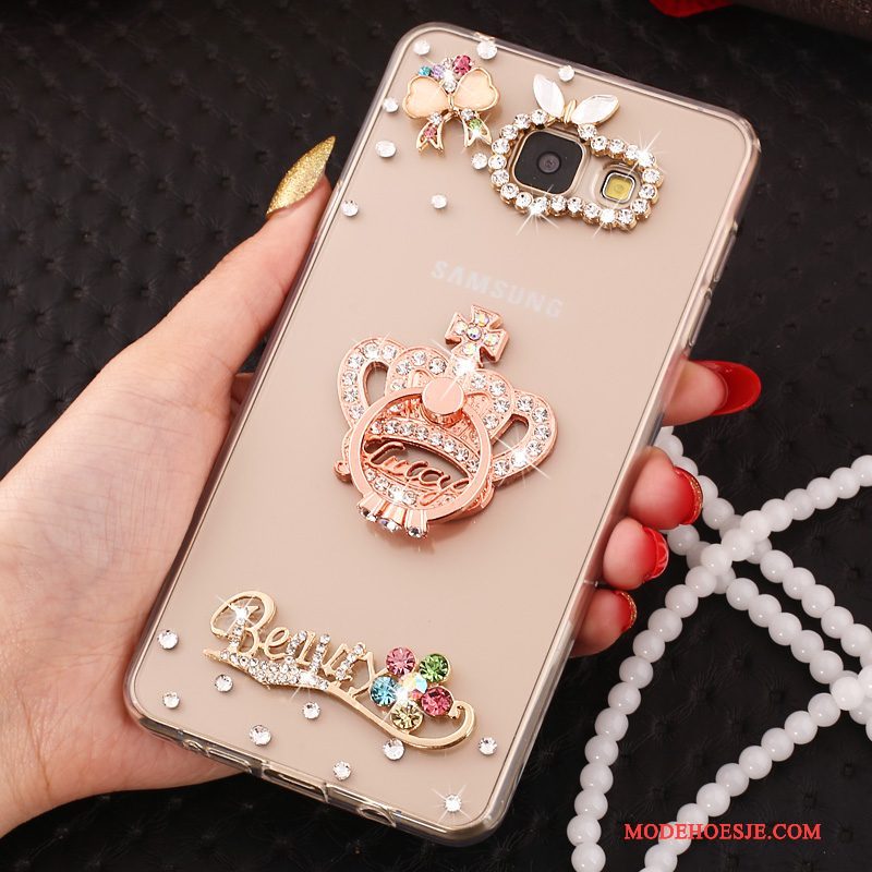 Hoesje Samsung Galaxy A5 2017 Strass Hanger Doorzichtig, Hoes Samsung Galaxy A5 2017 Bescherming Goudtelefoon