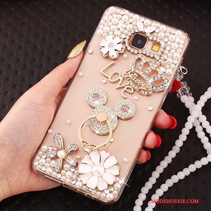 Hoesje Samsung Galaxy A5 2017 Strass Hanger Doorzichtig, Hoes Samsung Galaxy A5 2017 Bescherming Goudtelefoon