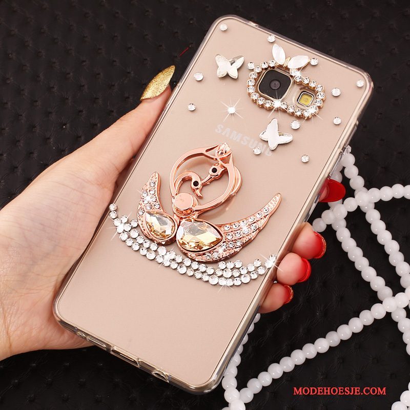 Hoesje Samsung Galaxy A5 2017 Strass Hanger Doorzichtig, Hoes Samsung Galaxy A5 2017 Bescherming Goudtelefoon