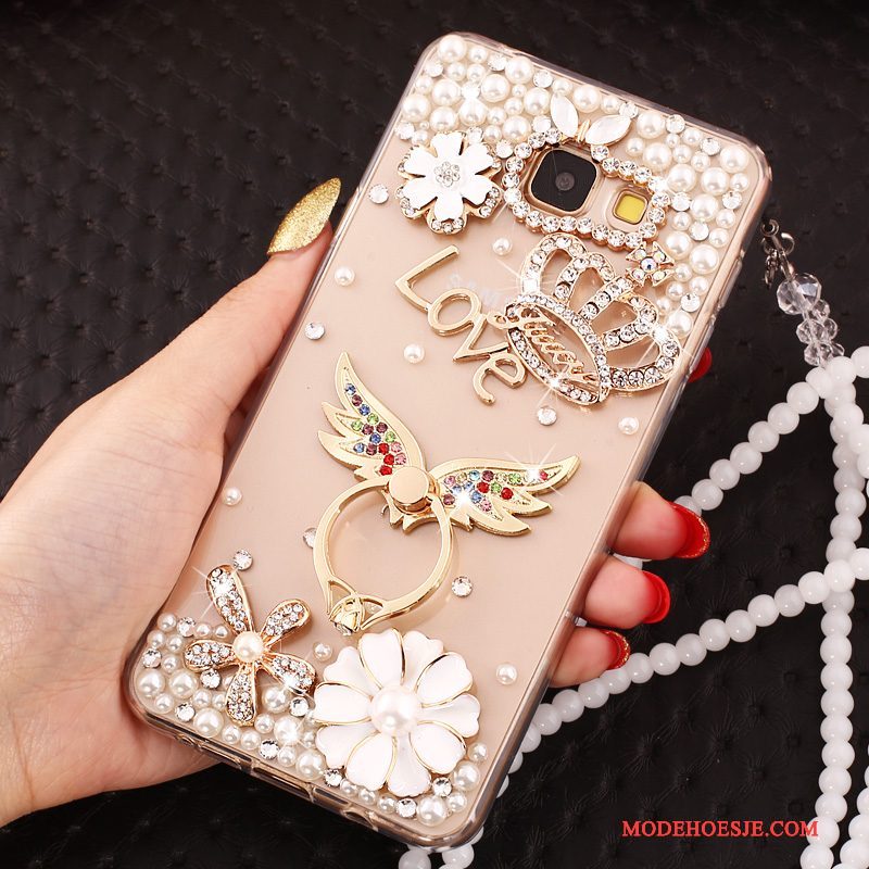 Hoesje Samsung Galaxy A5 2017 Strass Hanger Doorzichtig, Hoes Samsung Galaxy A5 2017 Bescherming Goudtelefoon