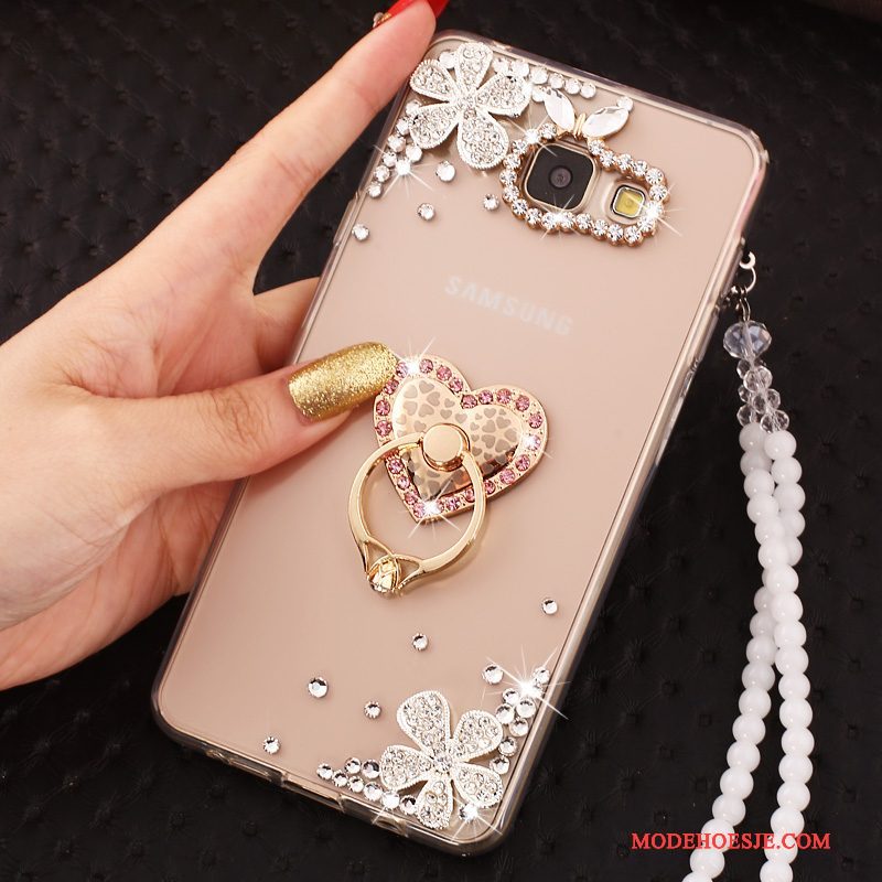 Hoesje Samsung Galaxy A5 2017 Strass Hanger Doorzichtig, Hoes Samsung Galaxy A5 2017 Bescherming Goudtelefoon