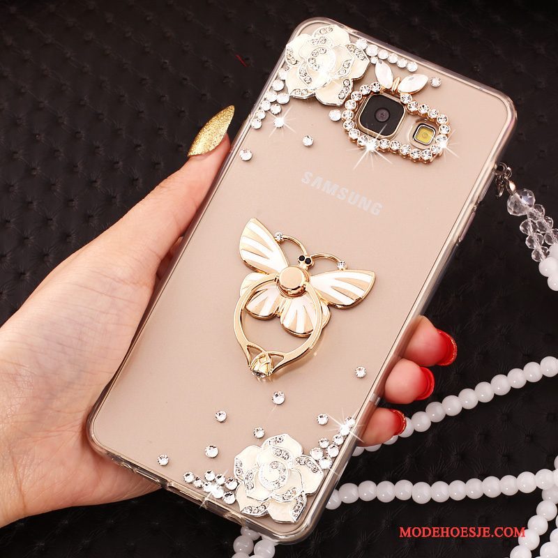 Hoesje Samsung Galaxy A5 2017 Strass Hanger Doorzichtig, Hoes Samsung Galaxy A5 2017 Bescherming Goudtelefoon