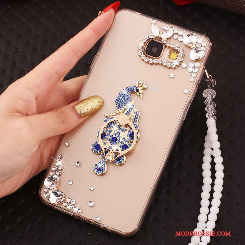 Hoesje Samsung Galaxy A5 2017 Strass Hanger Doorzichtig, Hoes Samsung Galaxy A5 2017 Bescherming Goudtelefoon