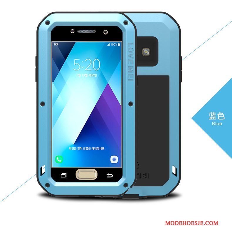 Hoesje Samsung Galaxy A5 2017 Zakken Drie Verdedigingentelefoon, Hoes Samsung Galaxy A5 2017 Metaal Blauw Nieuw