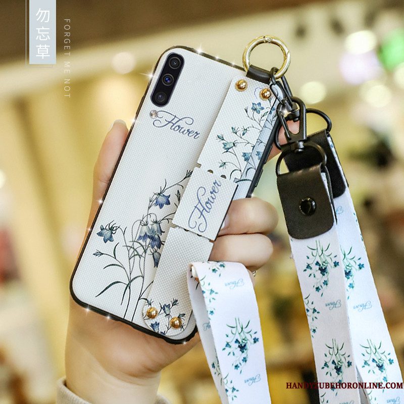 Hoesje Samsung Galaxy A50 Bescherming Kort Bloemen, Hoes Samsung Galaxy A50 Roodtelefoon