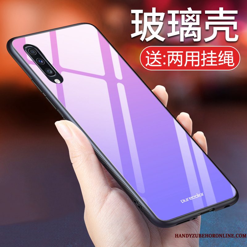 Hoesje Samsung Galaxy A50 Bescherming Purper Anti-fall, Hoes Samsung Galaxy A50 Zacht Eenvoudige Glas