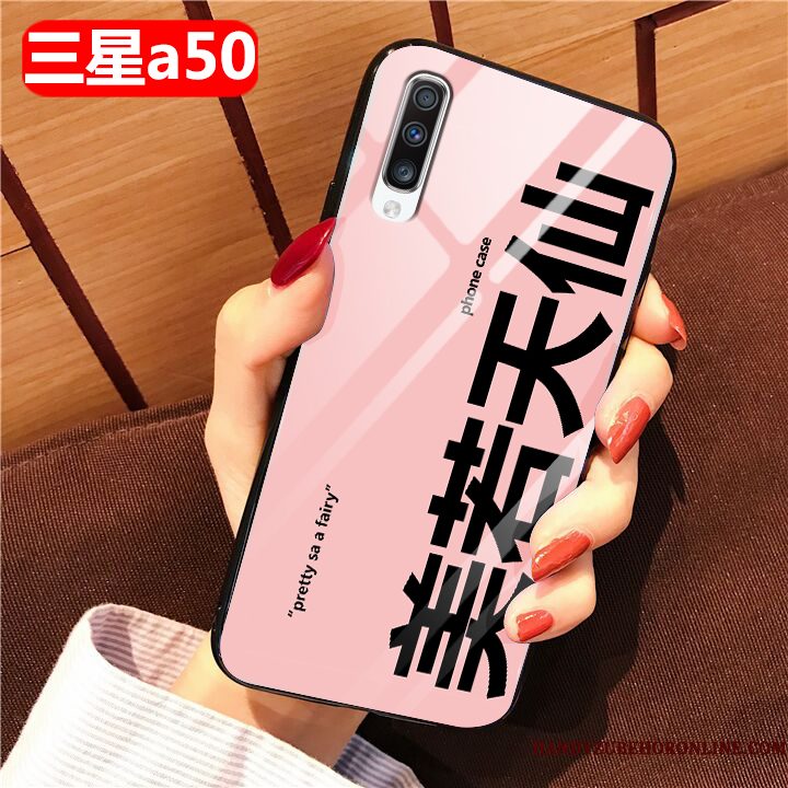 Hoesje Samsung Galaxy A50 Bescherming Roze Glas, Hoes Samsung Galaxy A50 Zakken Anti-falltelefoon