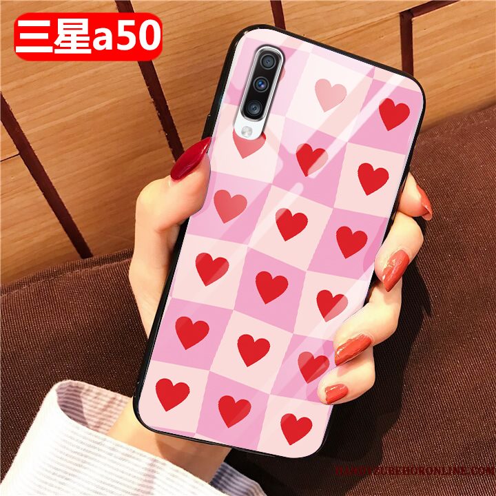 Hoesje Samsung Galaxy A50 Bescherming Roze Glas, Hoes Samsung Galaxy A50 Zakken Anti-falltelefoon