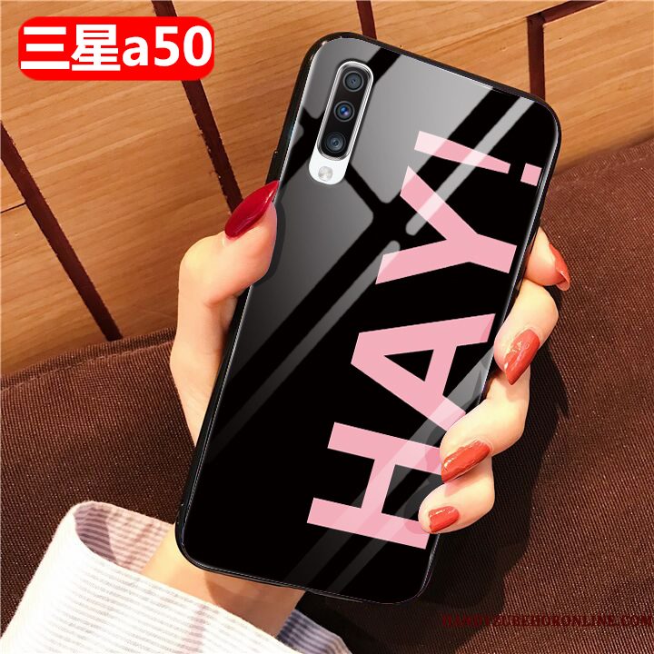 Hoesje Samsung Galaxy A50 Bescherming Roze Glas, Hoes Samsung Galaxy A50 Zakken Anti-falltelefoon