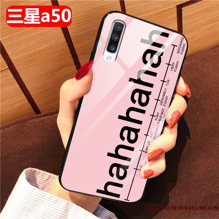 Hoesje Samsung Galaxy A50 Bescherming Roze Glas, Hoes Samsung Galaxy A50 Zakken Anti-falltelefoon