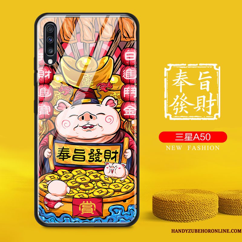 Hoesje Samsung Galaxy A50 Scheppend Nieuw Net Red, Hoes Samsung Galaxy A50 Zacht Telefoon Blauw