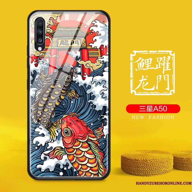 Hoesje Samsung Galaxy A50 Scheppend Nieuw Net Red, Hoes Samsung Galaxy A50 Zacht Telefoon Blauw