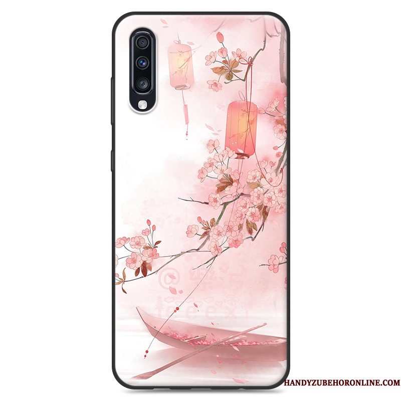 Hoesje Samsung Galaxy A50 Zacht Chinese Stijl Blauw, Hoes Samsung Galaxy A50 Vintage Mini Persoonlijk