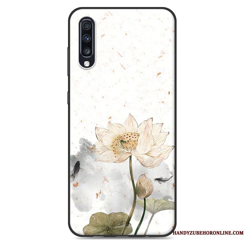 Hoesje Samsung Galaxy A50 Zacht Chinese Stijl Blauw, Hoes Samsung Galaxy A50 Vintage Mini Persoonlijk