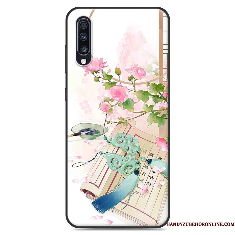 Hoesje Samsung Galaxy A50 Zacht Chinese Stijl Blauw, Hoes Samsung Galaxy A50 Vintage Mini Persoonlijk