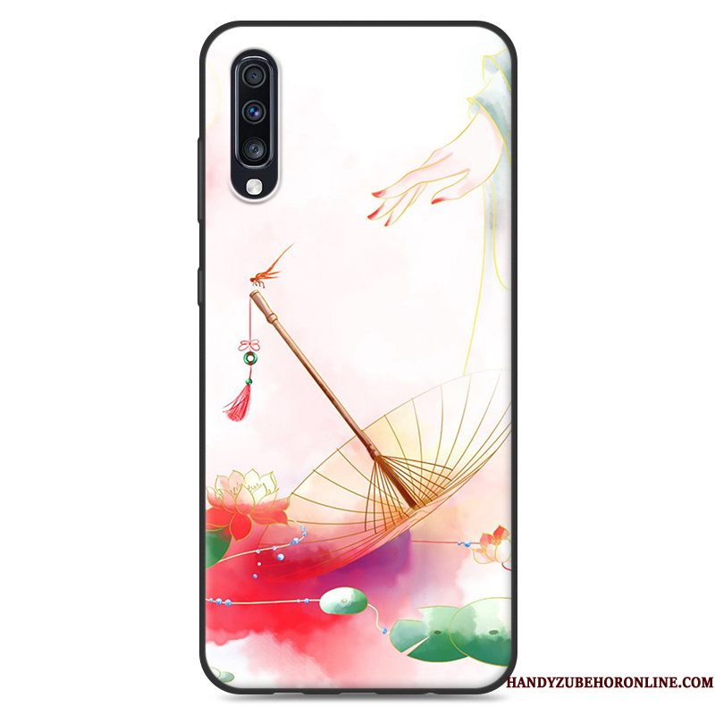 Hoesje Samsung Galaxy A50 Zacht Chinese Stijl Blauw, Hoes Samsung Galaxy A50 Vintage Mini Persoonlijk