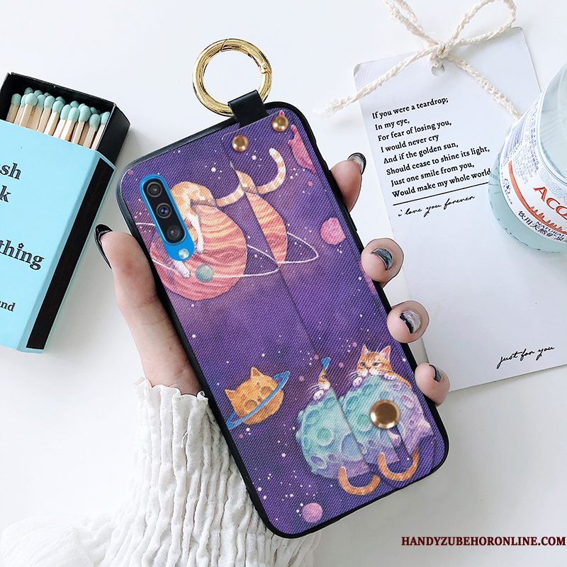 Hoesje Samsung Galaxy A50 Zacht Purpertelefoon, Hoes Samsung Galaxy A50 Siliconen Mini Kat