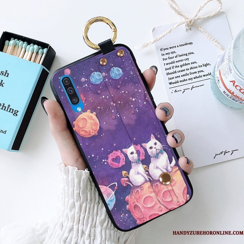 Hoesje Samsung Galaxy A50 Zacht Purpertelefoon, Hoes Samsung Galaxy A50 Siliconen Mini Kat