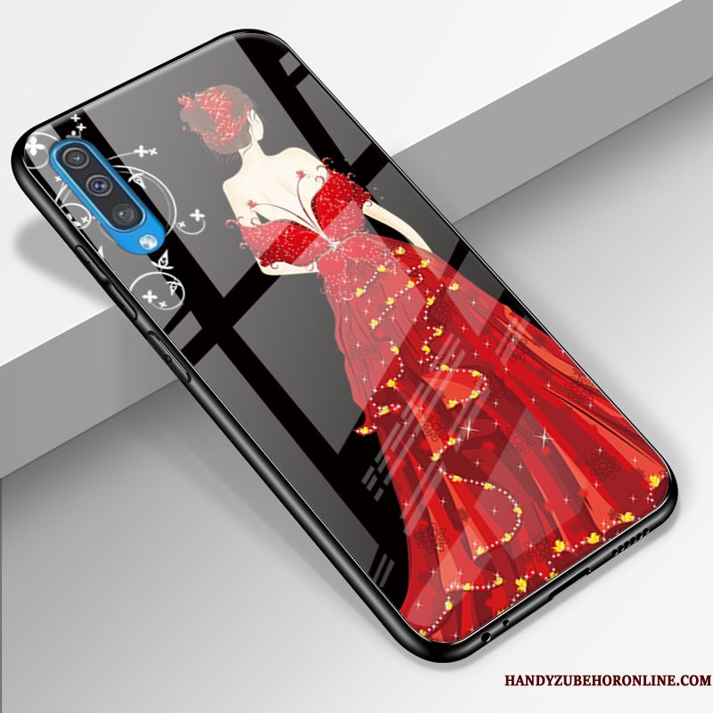 Hoesje Samsung Galaxy A50 Zakken Gazen Anti-fall, Hoes Samsung Galaxy A50 Bescherming Roodtelefoon