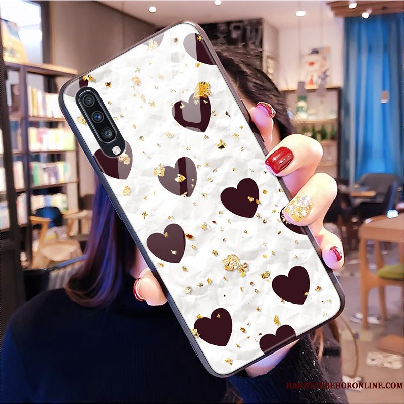 Hoesje Samsung Galaxy A50 Zakken Glas Luipaard, Hoes Samsung Galaxy A50 Bescherming Spiegel Gemengde Kleuren