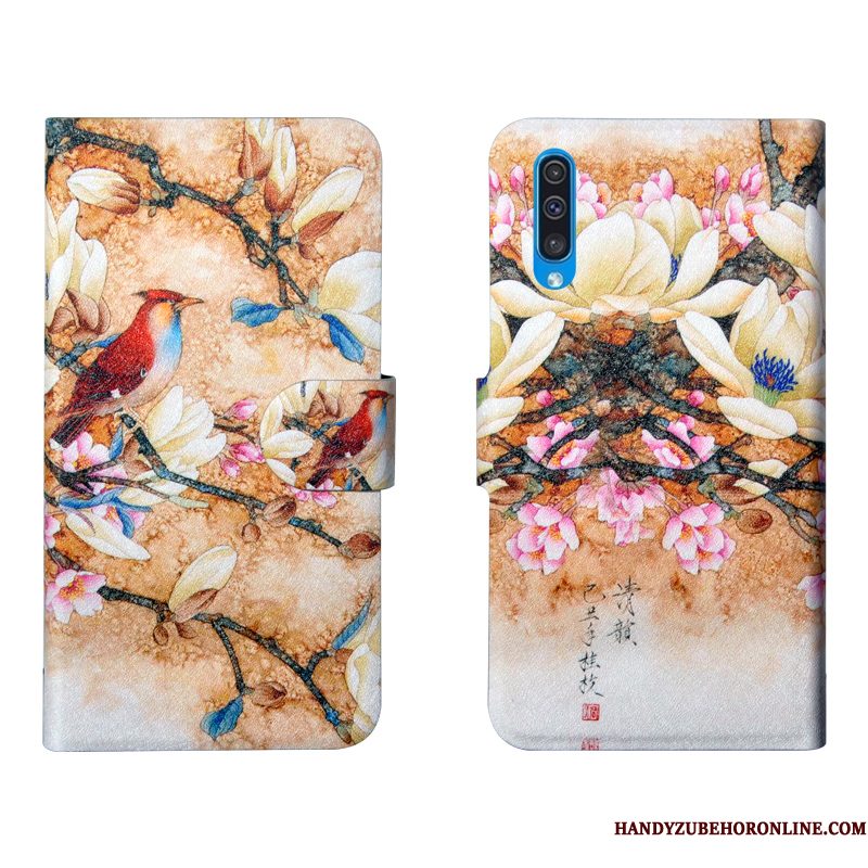 Hoesje Samsung Galaxy A50s Bloemen Persoonlijk Eenvoudige, Hoes Samsung Galaxy A50s Vintage Trendy Merk Nieuw