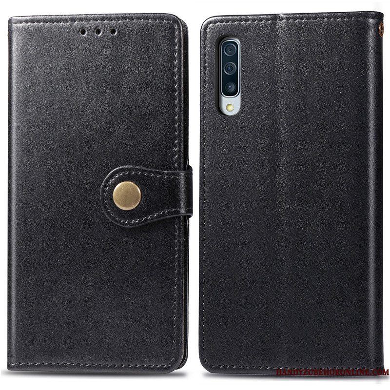 Hoesje Samsung Galaxy A50s Folio Eenvoudigetelefoon, Hoes Samsung Galaxy A50s Leer Hanger Effen Kleur