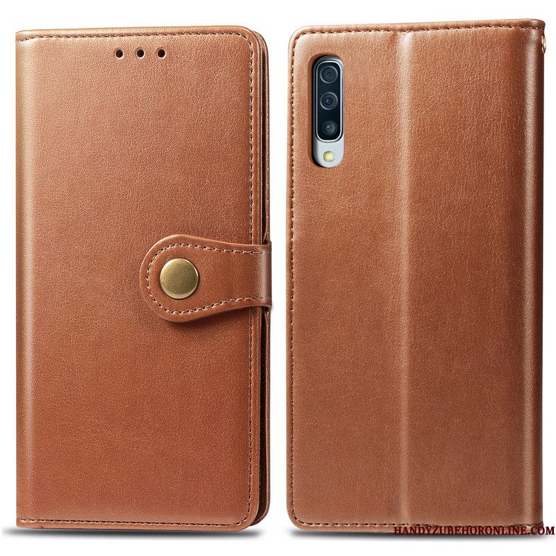 Hoesje Samsung Galaxy A50s Folio Eenvoudigetelefoon, Hoes Samsung Galaxy A50s Leer Hanger Effen Kleur