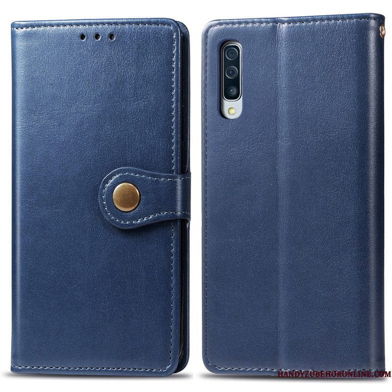 Hoesje Samsung Galaxy A50s Folio Eenvoudigetelefoon, Hoes Samsung Galaxy A50s Leer Hanger Effen Kleur