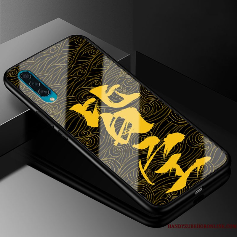 Hoesje Samsung Galaxy A50s Zacht Hard Geel, Hoes Samsung Galaxy A50s Bescherming Glastelefoon