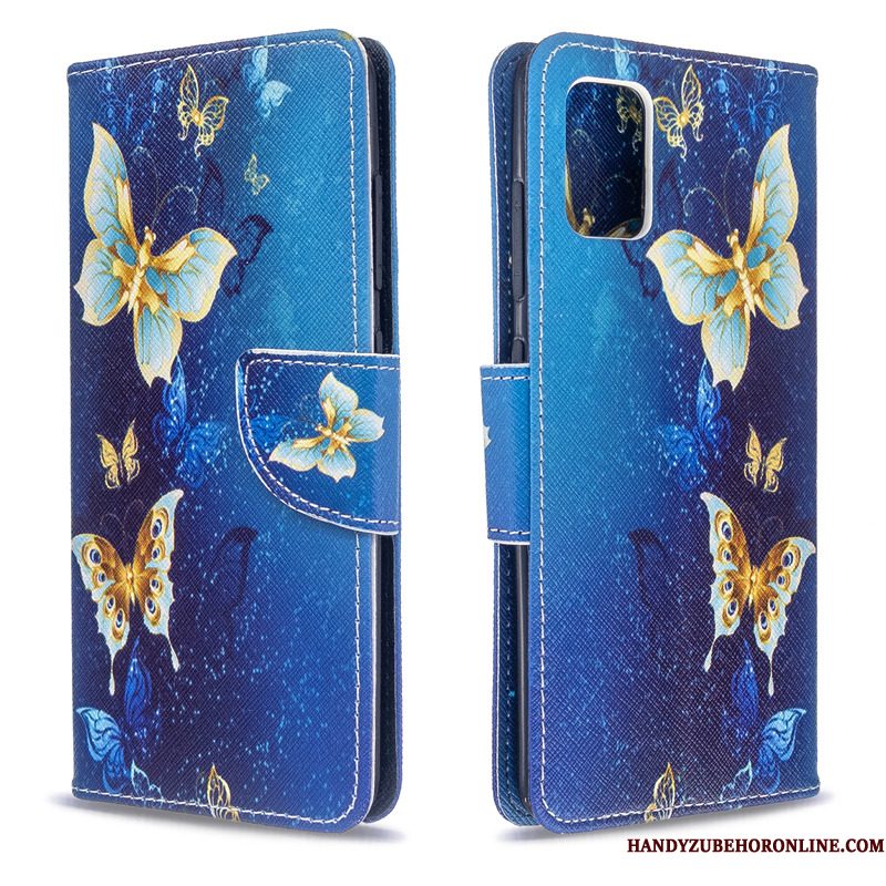 Hoesje Samsung Galaxy A51 Leer Blauwtelefoon, Hoes Samsung Galaxy A51 Ondersteuning