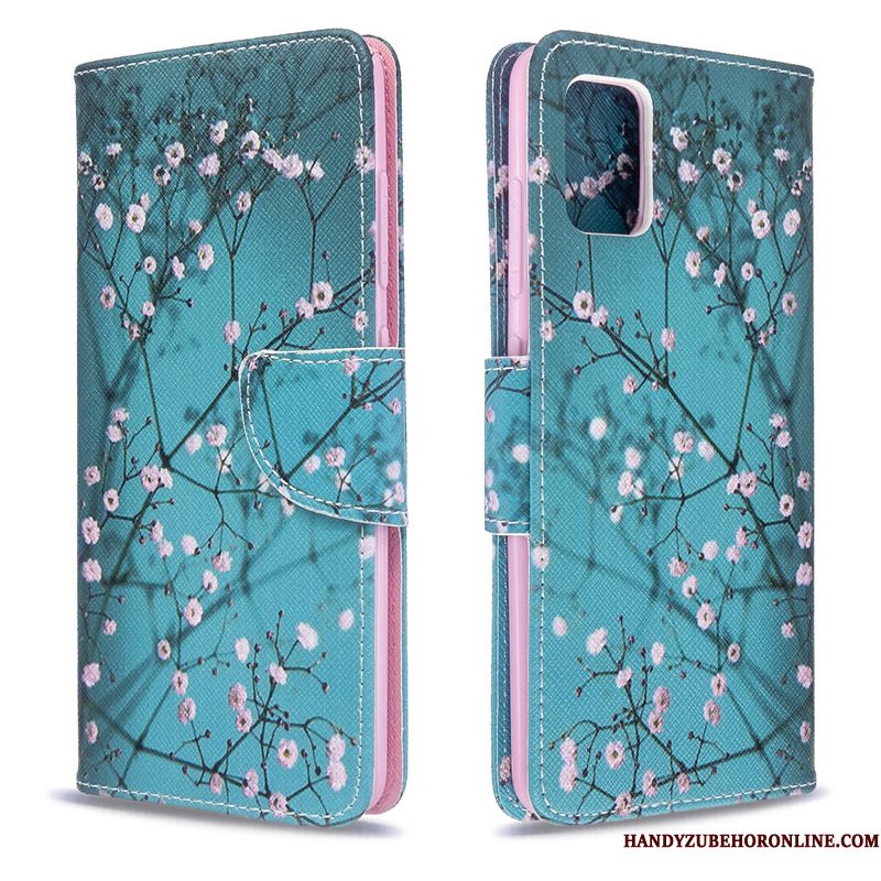 Hoesje Samsung Galaxy A51 Leer Blauwtelefoon, Hoes Samsung Galaxy A51 Ondersteuning