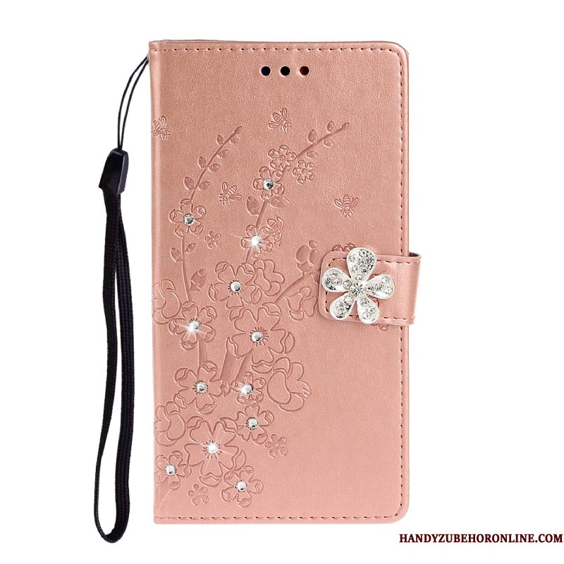 Hoesje Samsung Galaxy A51 Leer Prunus Anti-fall, Hoes Samsung Galaxy A51 Strass Telefoon Goud