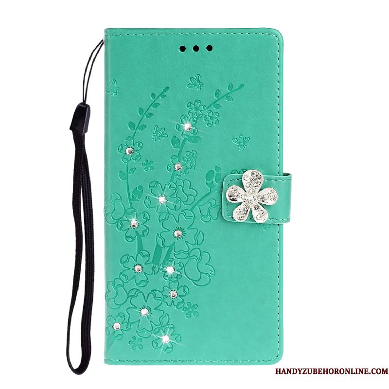 Hoesje Samsung Galaxy A51 Leer Prunus Anti-fall, Hoes Samsung Galaxy A51 Strass Telefoon Goud