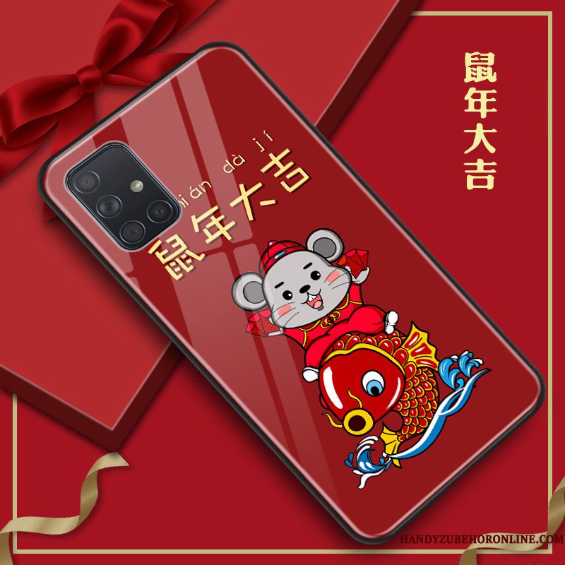 Hoesje Samsung Galaxy A51 Scheppend Trend Rood, Hoes Samsung Galaxy A51 Bescherming Grote Rat