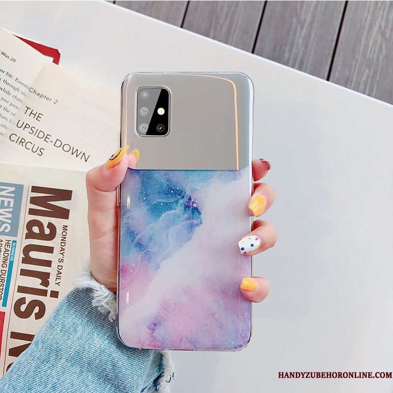 Hoesje Samsung Galaxy A51 Siliconen Telefoon Hanger, Hoes Samsung Galaxy A51 Bescherming Purper Anti-fall