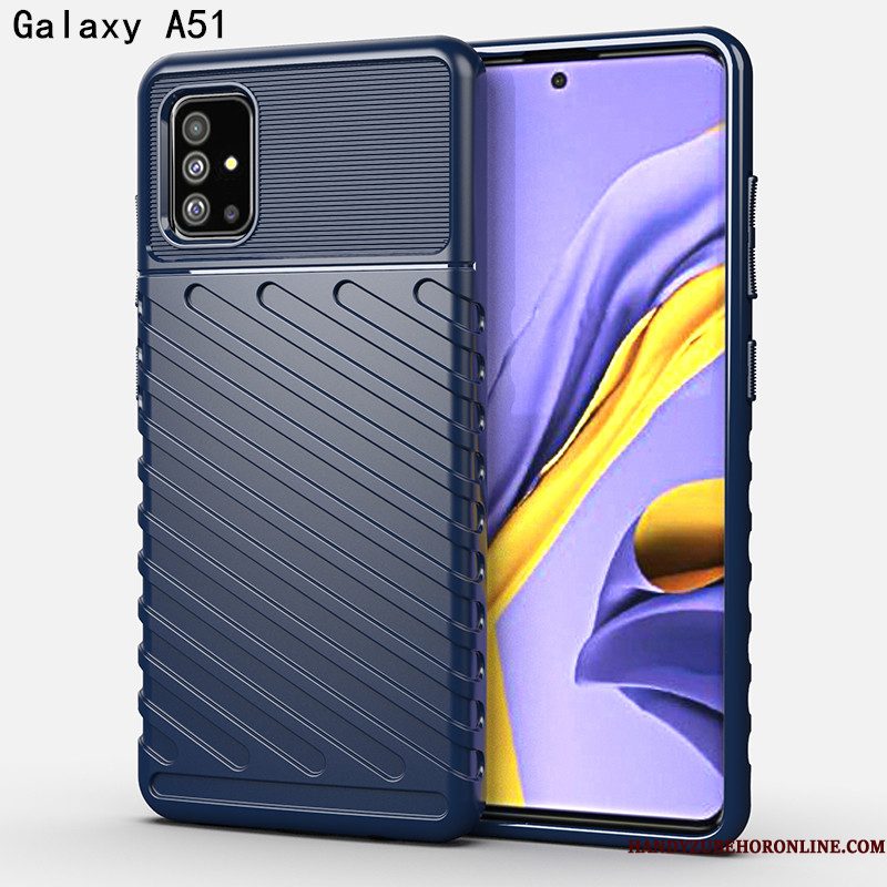 Hoesje Samsung Galaxy A51 Siliconen Trendy Merk Drie Verdedigingen, Hoes Samsung Galaxy A51 Scheppend Telefoon Groen