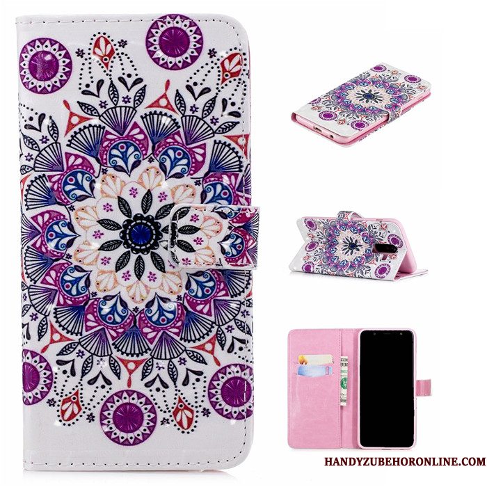 Hoesje Samsung Galaxy A6+ Bescherming Telefoon Roze, Hoes Samsung Galaxy A6+ Folio