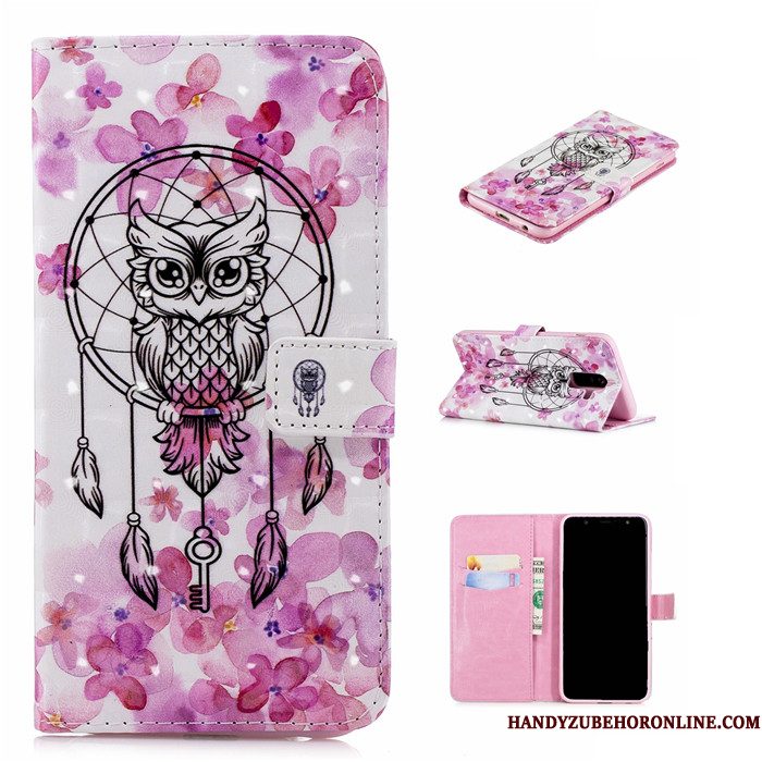 Hoesje Samsung Galaxy A6+ Bescherming Telefoon Roze, Hoes Samsung Galaxy A6+ Folio