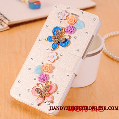 Hoesje Samsung Galaxy A6+ Folio Vlinder Bloementelefoon, Hoes Samsung Galaxy A6+ Strass Roze