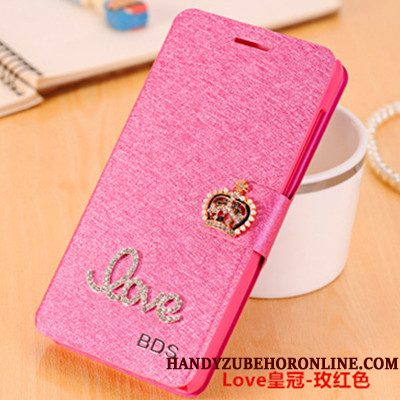 Hoesje Samsung Galaxy A6+ Folio Vlinder Bloementelefoon, Hoes Samsung Galaxy A6+ Strass Roze