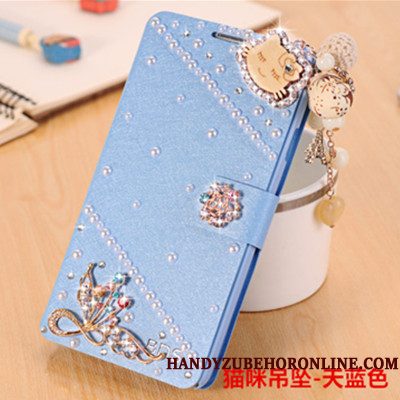 Hoesje Samsung Galaxy A6+ Folio Vlinder Bloementelefoon, Hoes Samsung Galaxy A6+ Strass Roze