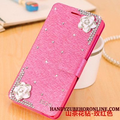 Hoesje Samsung Galaxy A6+ Folio Vlinder Bloementelefoon, Hoes Samsung Galaxy A6+ Strass Roze