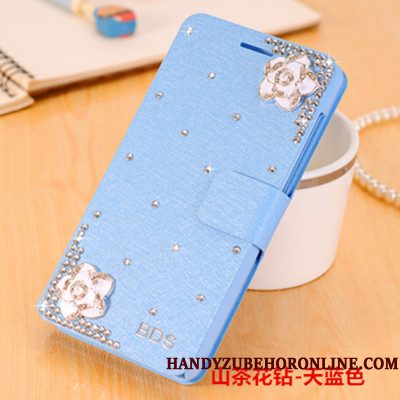 Hoesje Samsung Galaxy A6+ Folio Vlinder Bloementelefoon, Hoes Samsung Galaxy A6+ Strass Roze