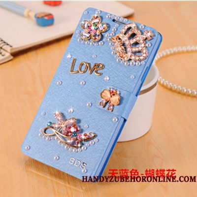 Hoesje Samsung Galaxy A6+ Folio Vlinder Bloementelefoon, Hoes Samsung Galaxy A6+ Strass Roze