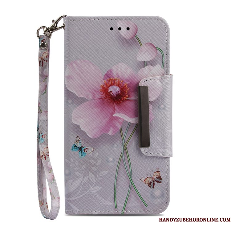 Hoesje Samsung Galaxy A6+ Geschilderd Hanger Roze, Hoes Samsung Galaxy A6+ Folio Telefoon Anti-fall