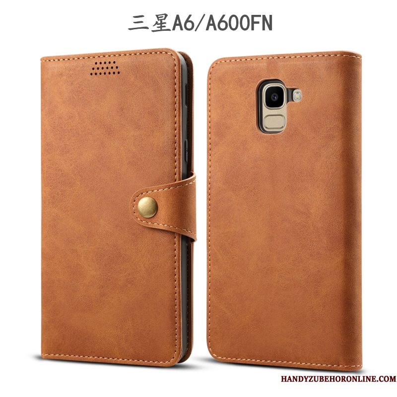 Hoesje Samsung Galaxy A6 Leer Anti-fall Groen, Hoes Samsung Galaxy A6 Folio Telefoon