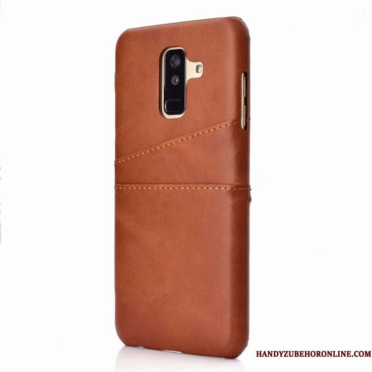 Hoesje Samsung Galaxy A6+ Leer Geel Trend, Hoes Samsung Galaxy A6+ Bescherming Telefoon Lichte En Dun