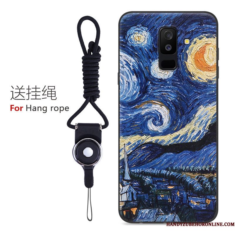 Hoesje Samsung Galaxy A6+ Scheppend Blauw Anti-fall, Hoes Samsung Galaxy A6+ Bescherming Telefoon